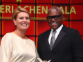 Katrin Krabbe (Sportlerin) und Carl Lewis (Sportler und Preisträger)