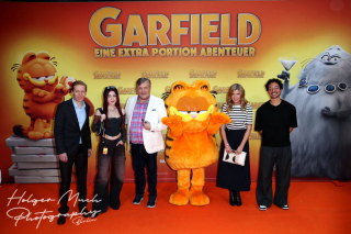 Benjamin Bach (Managing Director Sony Pictures), AnniTheDuck (bürgerlich Anissa Baddour, YouTuberin, Streamerin und Cosplayerin), Hape Kerkeling, Garfield, Anke Engelke und Aurel Mertz