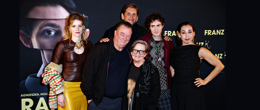 Katharina Stark, Peter Kurth, Sebastian Schwarz, Agnieszka Holland, Idan Weiss und Carola Schuler | Deutschlandpremiere Franz K. | Quelle: Holger Much